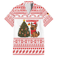 Germany Christmas Family Matching Short Sleeve Bodycon Dress and Hawaiian Shirt with German Shepherd Dog Gingerbread Tree and Red Holiday Pattern - Wonder Print Shop