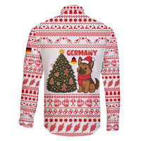 Germany Christmas Family Matching Short Sleeve Bodycon Dress and Hawaiian Shirt with German Shepherd Dog Gingerbread Tree and Red Holiday Pattern - Wonder Print Shop