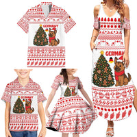 Germany Christmas Family Matching Summer Maxi Dress and Hawaiian Shirt with German Shepherd Dog Gingerbread Tree and Red Holiday Pattern - Wonder Print Shop