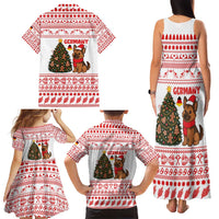 Germany Christmas Family Matching Tank Maxi Dress and Hawaiian Shirt with German Shepherd Dog Gingerbread Tree and Red Holiday Pattern - Wonder Print Shop