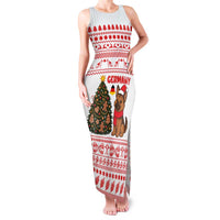 Germany Christmas Family Matching Tank Maxi Dress and Hawaiian Shirt with German Shepherd Dog Gingerbread Tree and Red Holiday Pattern - Wonder Print Shop