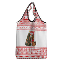 Germany Christmas Grocery Bag with German Shepherd Dog Gingerbread Tree and Red Holiday Pattern - Wonder Print Shop