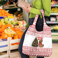 Germany Christmas Grocery Bag with German Shepherd Dog Gingerbread Tree and Red Holiday Pattern - Wonder Print Shop