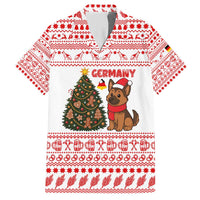 Germany Christmas Hawaiian Shirt with German Shepherd Dog Gingerbread Tree and Red Holiday Pattern - Wonder Print Shop