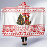 Germany Christmas Hooded Blanket with German Shepherd Dog Gingerbread Tree and Red Holiday Pattern - Wonder Print Shop