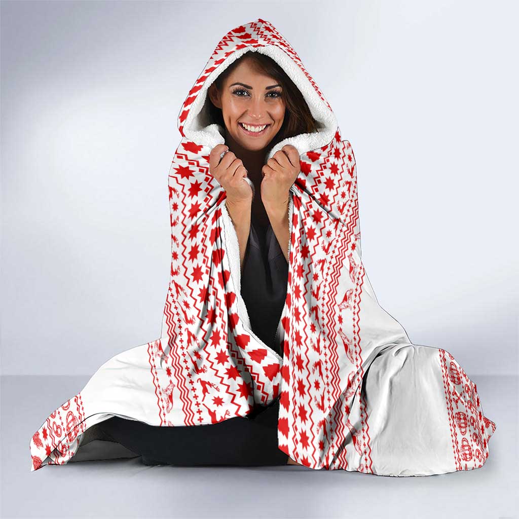 Germany Christmas Hooded Blanket with German Shepherd Dog Gingerbread Tree and Red Holiday Pattern - Wonder Print Shop