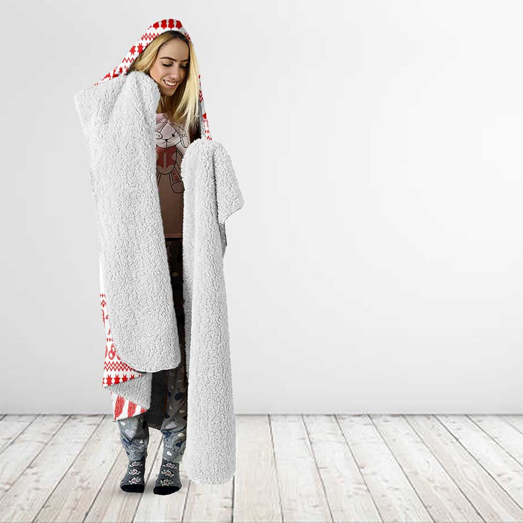 Germany Christmas Hooded Blanket with German Shepherd Dog Gingerbread Tree and Red Holiday Pattern - Wonder Print Shop