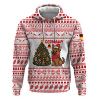Germany Christmas Hoodie with German Shepherd Dog Gingerbread Tree and Red Holiday Pattern - Wonder Print Shop