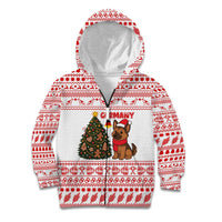 Germany Christmas Kid Hoodie with German Shepherd Dog Gingerbread Tree and Red Holiday Pattern - Wonder Print Shop