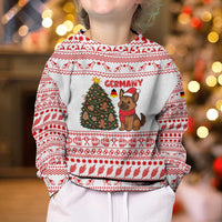 Germany Christmas Kid Ugly Christmas Sweater with German Shepherd Dog Gingerbread Tree and Red Holiday Pattern - Wonder Print Shop