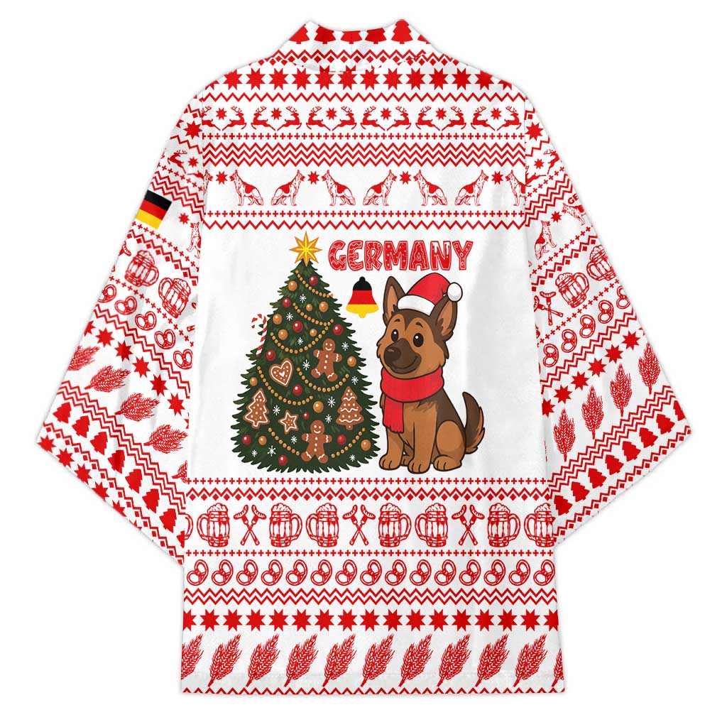 Germany Christmas Kimono with German Shepherd Dog Gingerbread Tree and Red Holiday Pattern - Wonder Print Shop