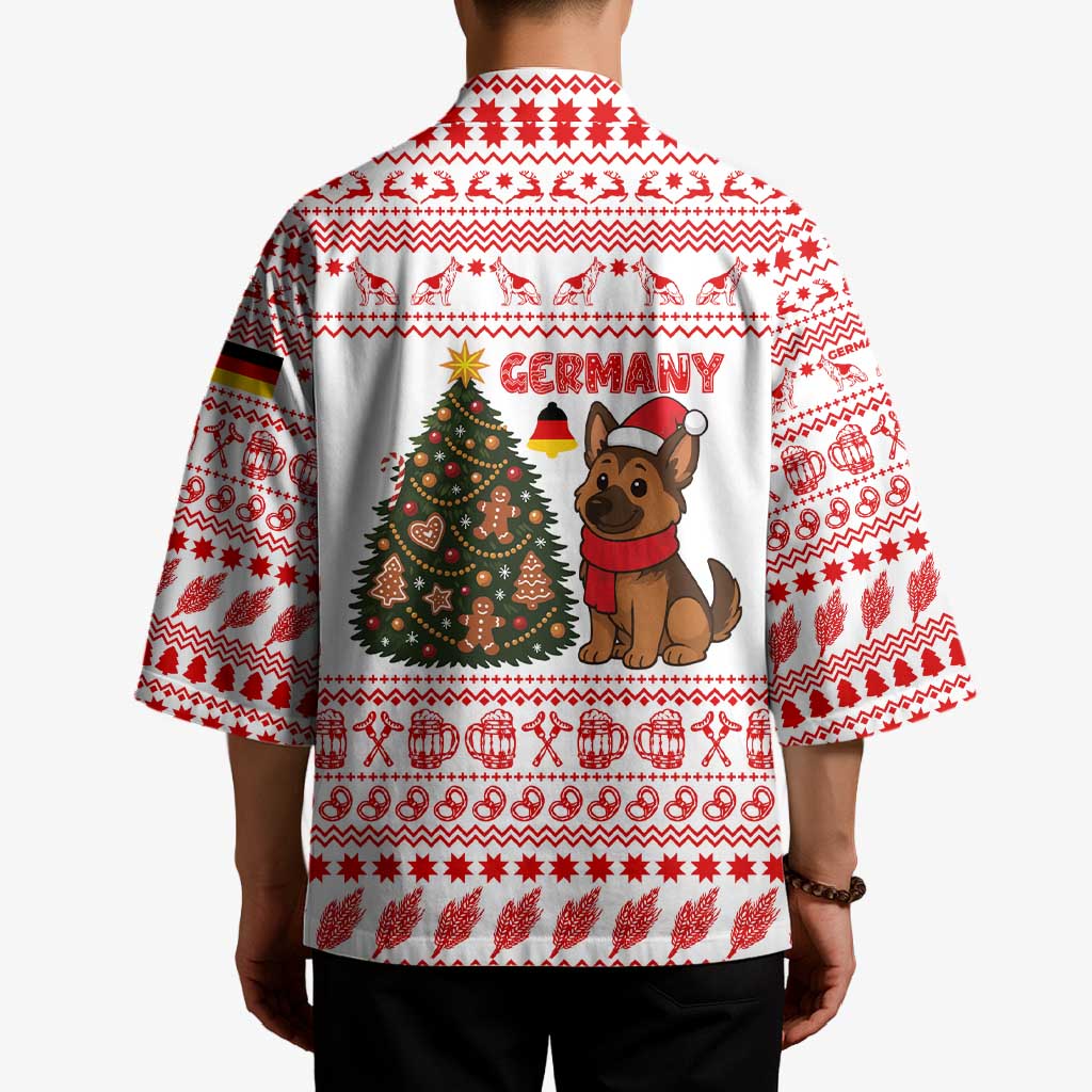Germany Christmas Kimono with German Shepherd Dog Gingerbread Tree and Red Holiday Pattern - Wonder Print Shop