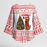 Germany Christmas Kimono Sleeve Blouse with German Shepherd Dog Gingerbread Tree and Red Holiday Pattern - Wonder Print Shop