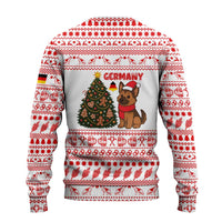 Germany Christmas Ugly Christmas Sweater with German Shepherd Dog Gingerbread Tree and Red Holiday Pattern - Wonder Print Shop