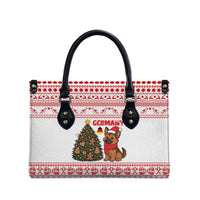 Germany Christmas Leather Bag with German Shepherd Dog Gingerbread Tree and Red Holiday Pattern - Wonder Print Shop