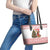Germany Christmas Leather Tote Bag with German Shepherd Dog Gingerbread Tree and Red Holiday Pattern - Wonder Print Shop