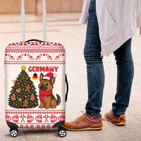 Germany Christmas Luggage Cover with German Shepherd Dog Gingerbread Tree and Red Holiday Pattern - Wonder Print Shop