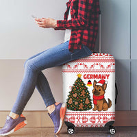 Germany Christmas Luggage Cover with German Shepherd Dog Gingerbread Tree and Red Holiday Pattern - Wonder Print Shop