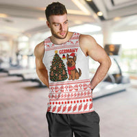 Germany Christmas Men Tank Top with German Shepherd Dog Gingerbread Tree and Red Holiday Pattern - Wonder Print Shop