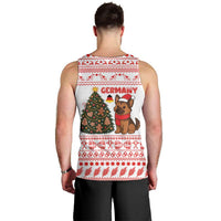 Germany Christmas Men Tank Top with German Shepherd Dog Gingerbread Tree and Red Holiday Pattern - Wonder Print Shop