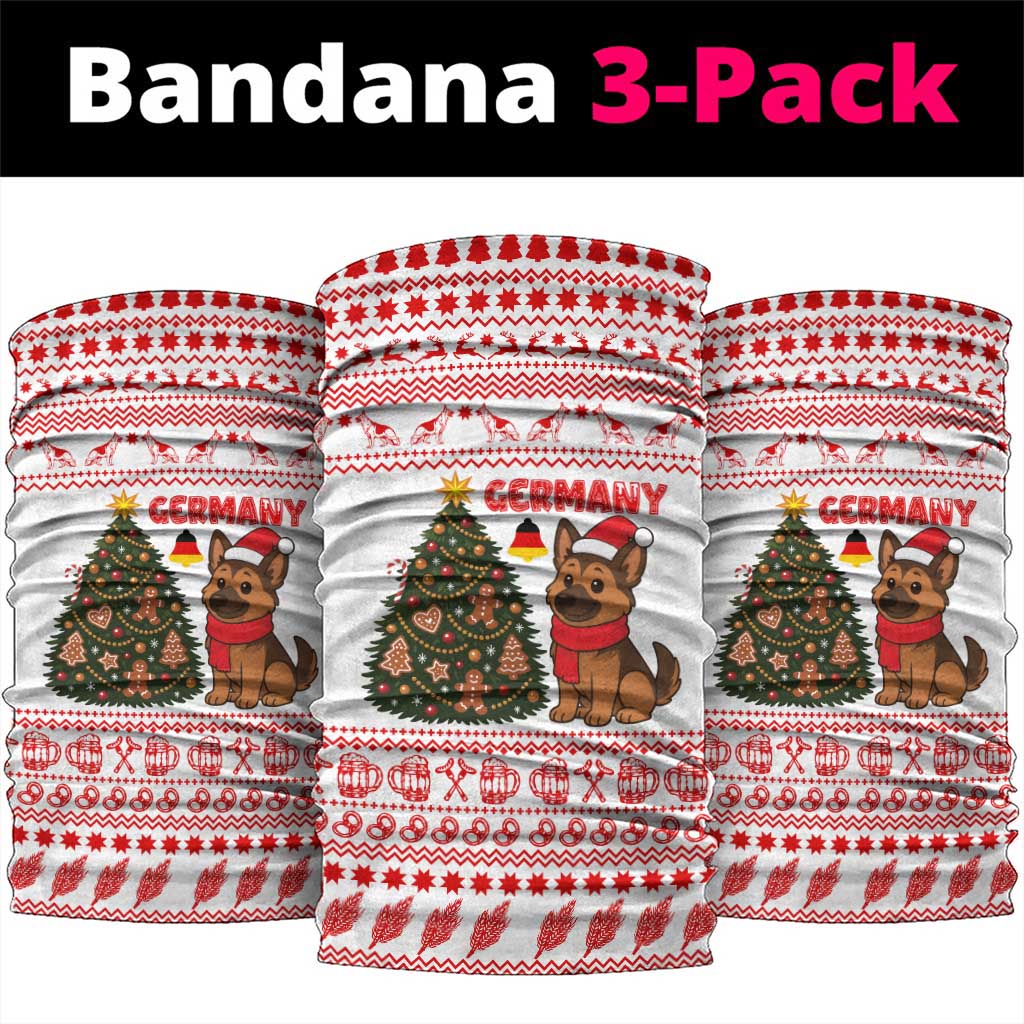 Germany Christmas Neck Gaiter with German Shepherd Dog Gingerbread Tree and Red Holiday Pattern - Wonder Print Shop