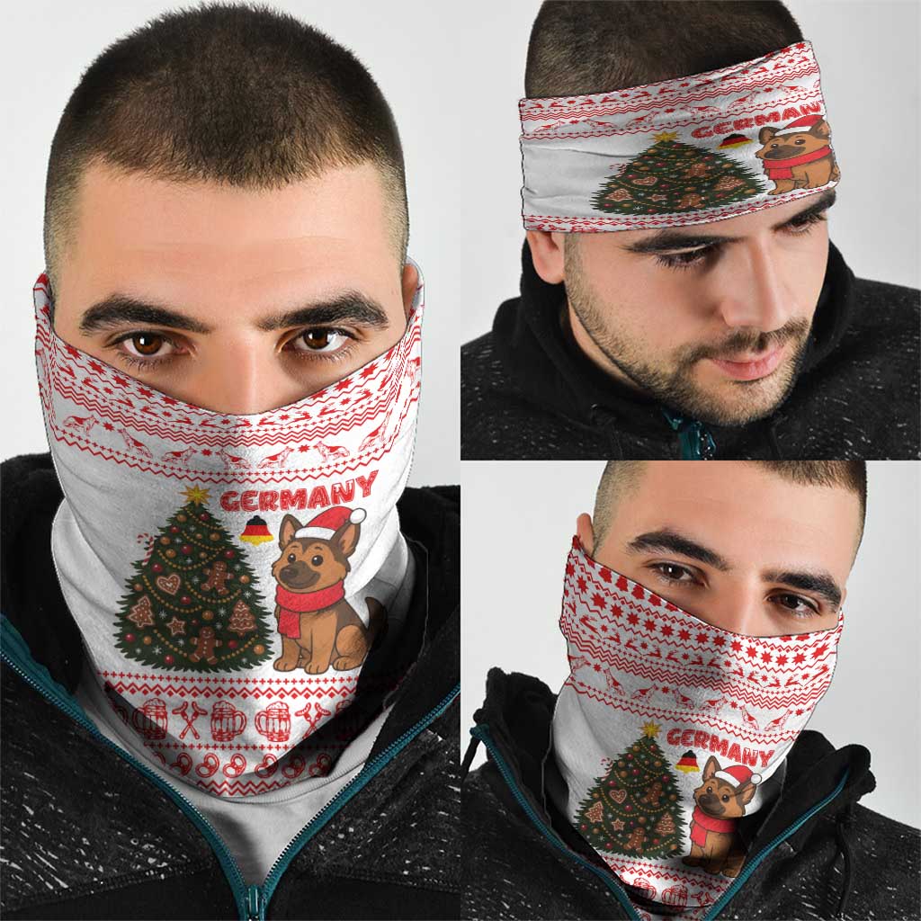 Germany Christmas Neck Gaiter with German Shepherd Dog Gingerbread Tree and Red Holiday Pattern - Wonder Print Shop
