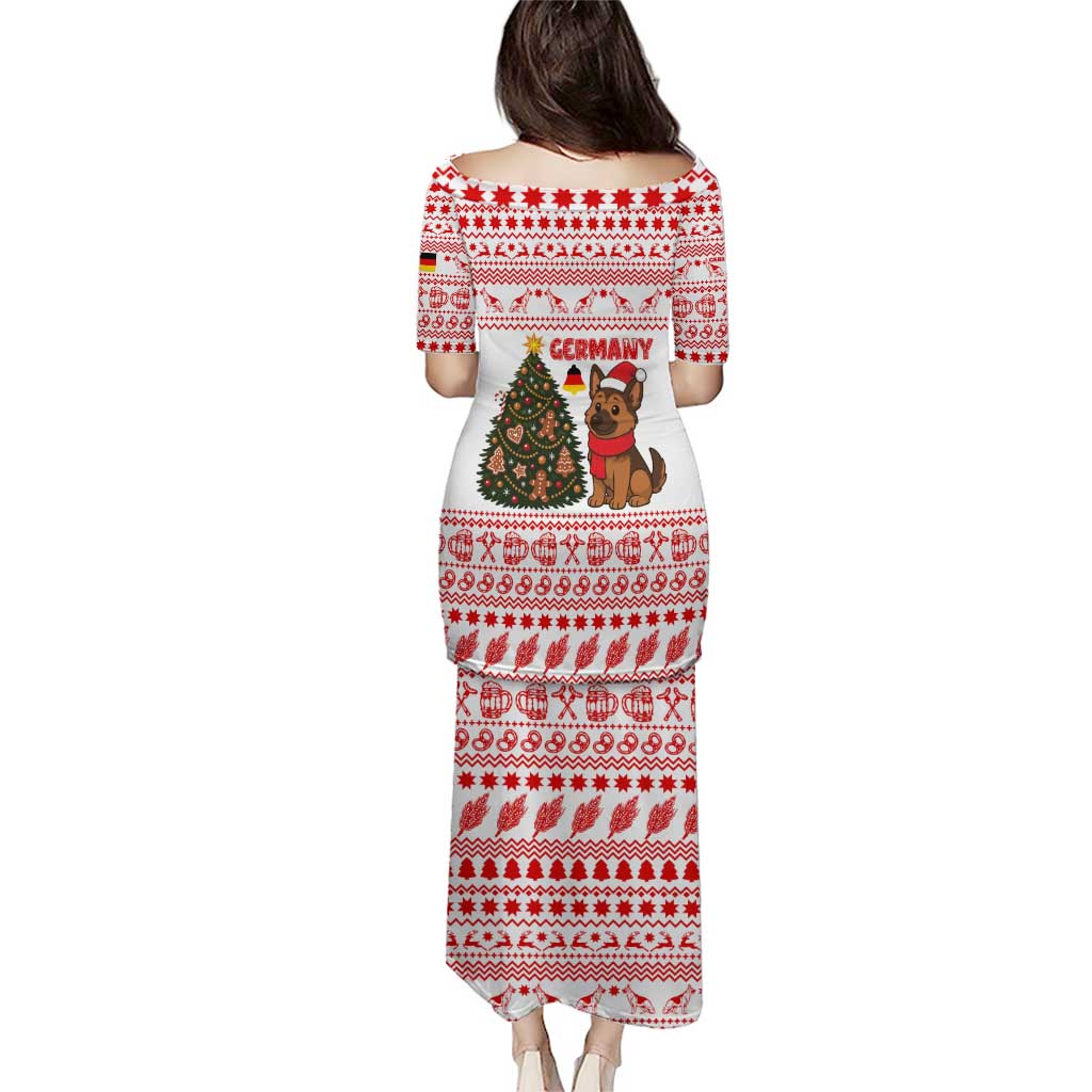 Germany Christmas Puletasi with German Shepherd Dog Gingerbread Tree and Red Holiday Pattern - Wonder Print Shop