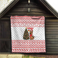 Germany Christmas Quilt with German Shepherd Dog Gingerbread Tree and Red Holiday Pattern - Wonder Print Shop