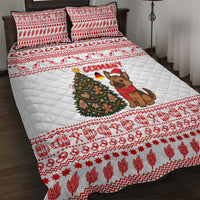 Germany Christmas Quilt Bed Set with German Shepherd Dog Gingerbread Tree and Red Holiday Pattern - Wonder Print Shop
