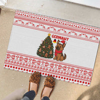 Germany Christmas Rubber Doormat with German Shepherd Dog Gingerbread Tree and Red Holiday Pattern - Wonder Print Shop