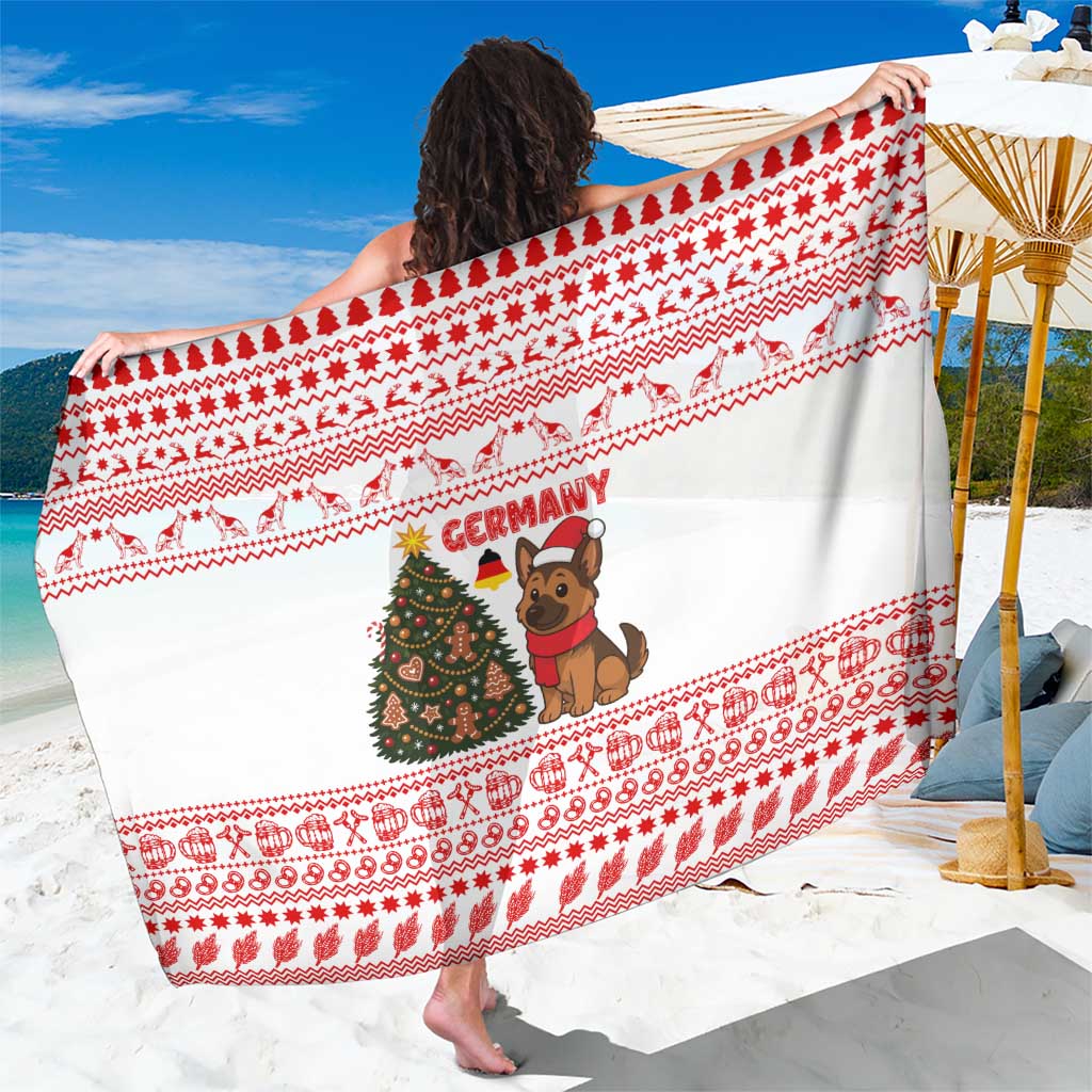 Germany Christmas Sarong with German Shepherd Dog Gingerbread Tree and Red Holiday Pattern - Wonder Print Shop