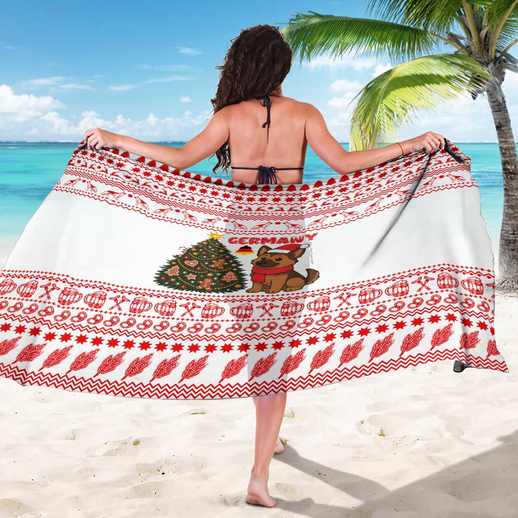 Germany Christmas Sarong with German Shepherd Dog Gingerbread Tree and Red Holiday Pattern - Wonder Print Shop