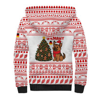 Germany Christmas Sherpa Hoodie with German Shepherd Dog Gingerbread Tree and Red Holiday Pattern - Wonder Print Shop