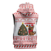Germany Christmas Sleeveless Hoodie with German Shepherd Dog Gingerbread Tree and Red Holiday Pattern - Wonder Print Shop