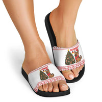 Germany Christmas Slide Sandals with German Shepherd Dog Gingerbread Tree and Red Holiday Pattern - Wonder Print Shop