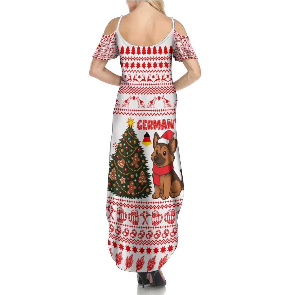 Germany Christmas Summer Maxi Dress with German Shepherd Dog Gingerbread Tree and Red Holiday Pattern - Wonder Print Shop