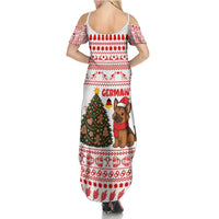 Germany Christmas Summer Maxi Dress with German Shepherd Dog Gingerbread Tree and Red Holiday Pattern - Wonder Print Shop