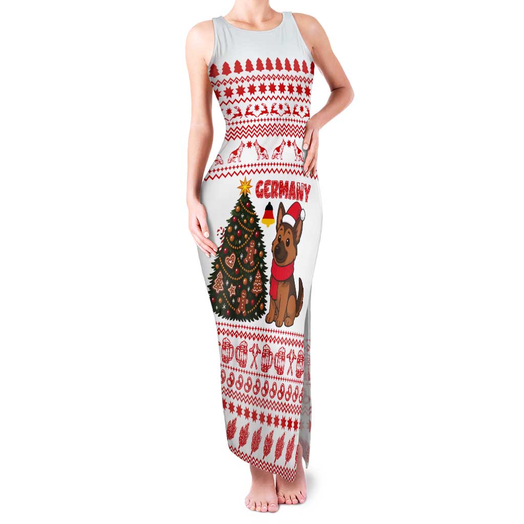 Germany Christmas Tank Maxi Dress with German Shepherd Dog Gingerbread Tree and Red Holiday Pattern - Wonder Print Shop