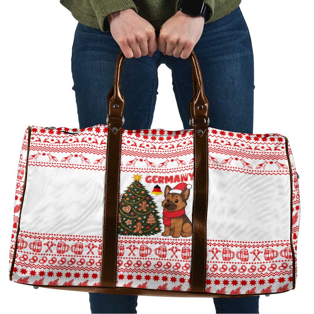 Germany Christmas Travel Bag with German Shepherd Dog Gingerbread Tree and Red Holiday Pattern - Wonder Print Shop