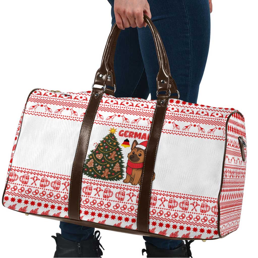 Germany Christmas Travel Bag with German Shepherd Dog Gingerbread Tree and Red Holiday Pattern - Wonder Print Shop