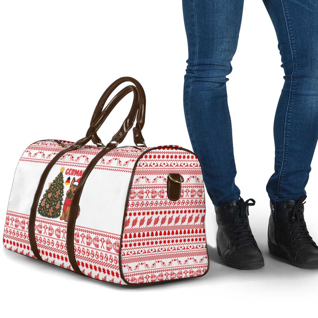 Germany Christmas Travel Bag with German Shepherd Dog Gingerbread Tree and Red Holiday Pattern - Wonder Print Shop