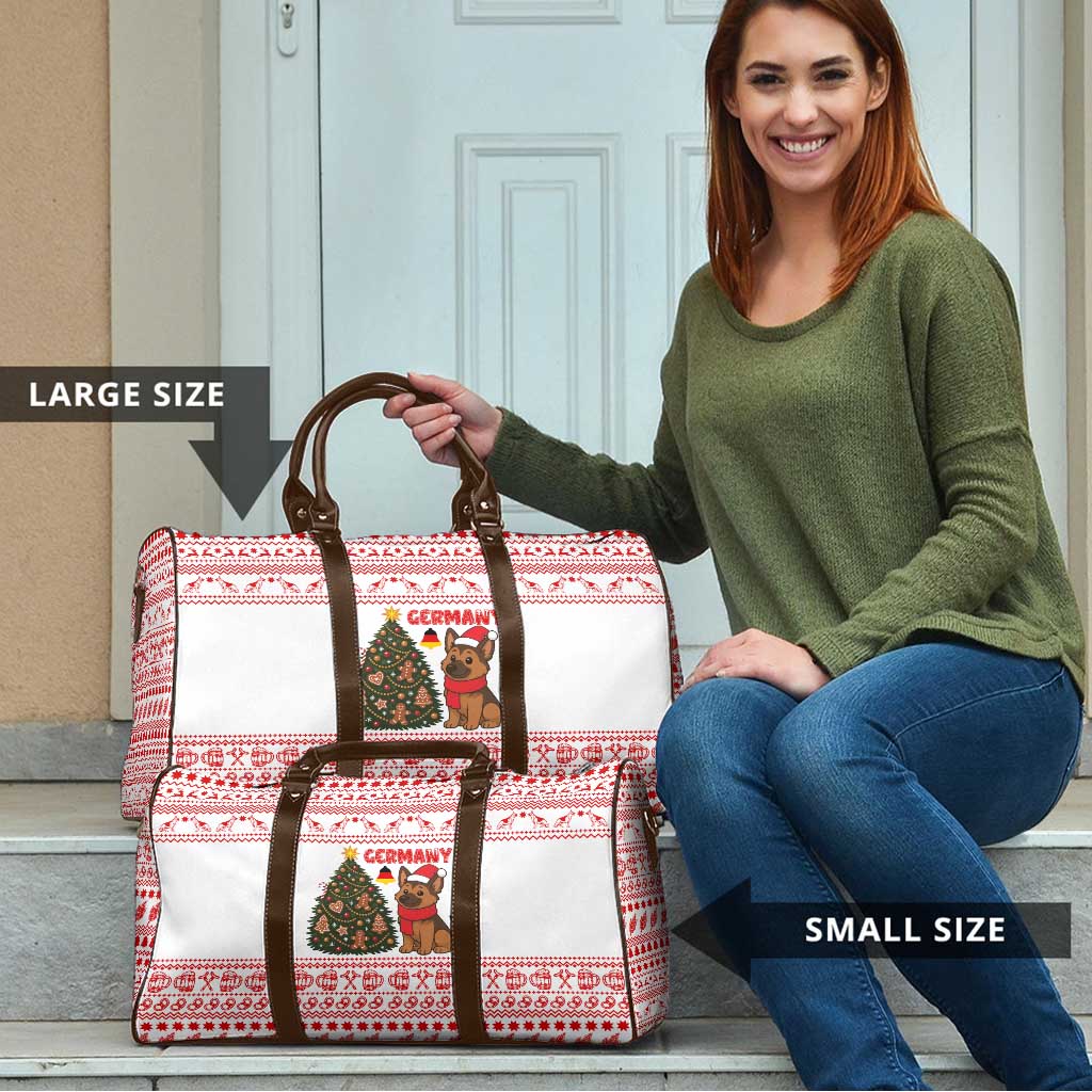 Germany Christmas Travel Bag with German Shepherd Dog Gingerbread Tree and Red Holiday Pattern - Wonder Print Shop
