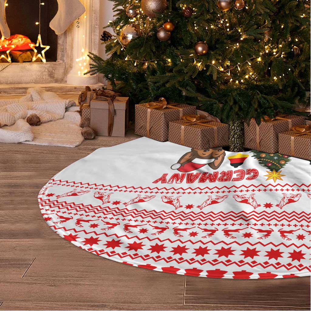 Germany Christmas Tree Skirt with German Shepherd Dog Gingerbread Tree and Red Holiday Pattern - Wonder Print Shop