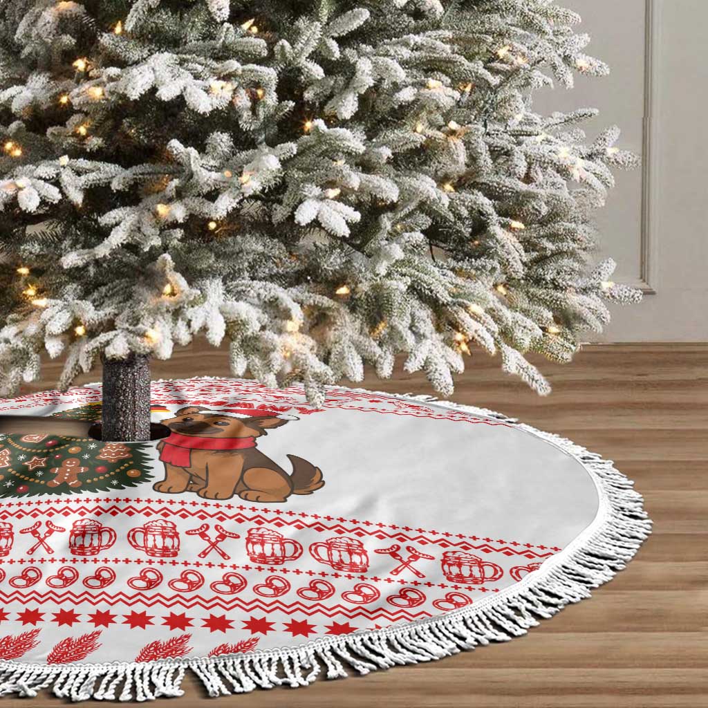 Germany Christmas Tree Skirt with German Shepherd Dog Gingerbread Tree and Red Holiday Pattern - Wonder Print Shop