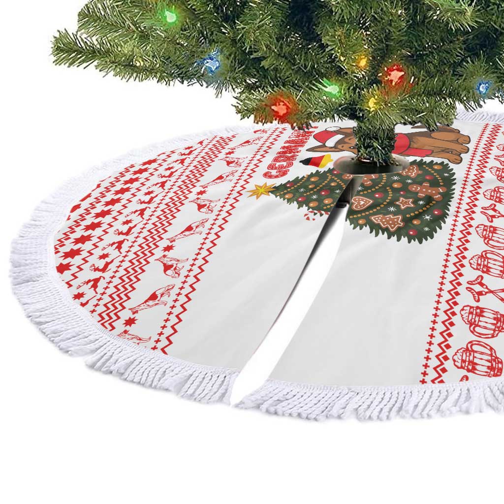 Germany Christmas Tree Skirt with German Shepherd Dog Gingerbread Tree and Red Holiday Pattern - Wonder Print Shop