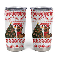 Germany Christmas Tumbler Cup with German Shepherd Dog Gingerbread Tree and Red Holiday Pattern - Wonder Print Shop