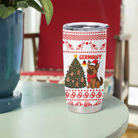 Germany Christmas Tumbler Cup with German Shepherd Dog Gingerbread Tree and Red Holiday Pattern - Wonder Print Shop