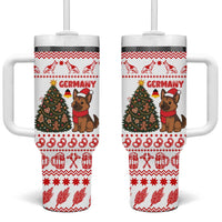 Germany Christmas Tumbler With Handle with German Shepherd Dog Gingerbread Tree and Red Holiday Pattern - Wonder Print Shop