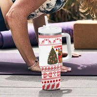 Germany Christmas Tumbler With Handle with German Shepherd Dog Gingerbread Tree and Red Holiday Pattern - Wonder Print Shop