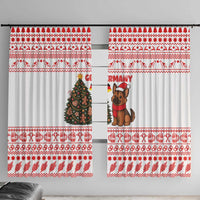 Germany Christmas Window Curtain with German Shepherd Dog Gingerbread Tree and Red Holiday Pattern - Wonder Print Shop